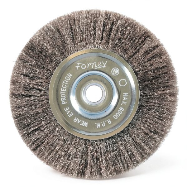 Forney 72743 Wire Wheel Brush, Fine Crimped with 1/2-Inch and 5/8-Inch Arbor, 5-Inch-by-.008-Inch-3
