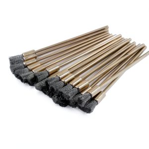 Luo ke 20 Pcs Extended Stainless Steel Cleaning End Brushes, 1/8'' Extra Long Shank Pen Shape Rust Paint Removal Bits Wire Brush for Rotary Tools-0