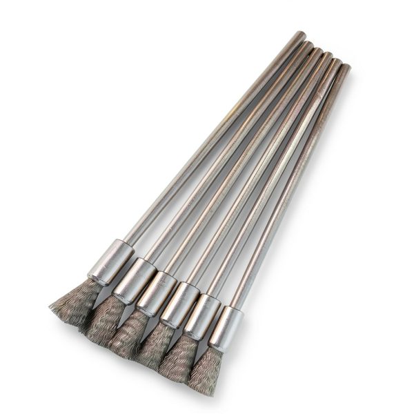 10 Pieces Extended Stainless Steel Wire Steel Cleaning End Brushes Pen Wire Brush Rust Paint Removal Bits Polishing Rotary Tools Accessories 3 mm Mandrel (6 mm end Brush)-2