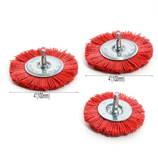 3Pcs Abrasive Wire Wheel Brushes Assorted Nylon Brush Set 3Inch/4" for Drill with 1/4" Shank-1