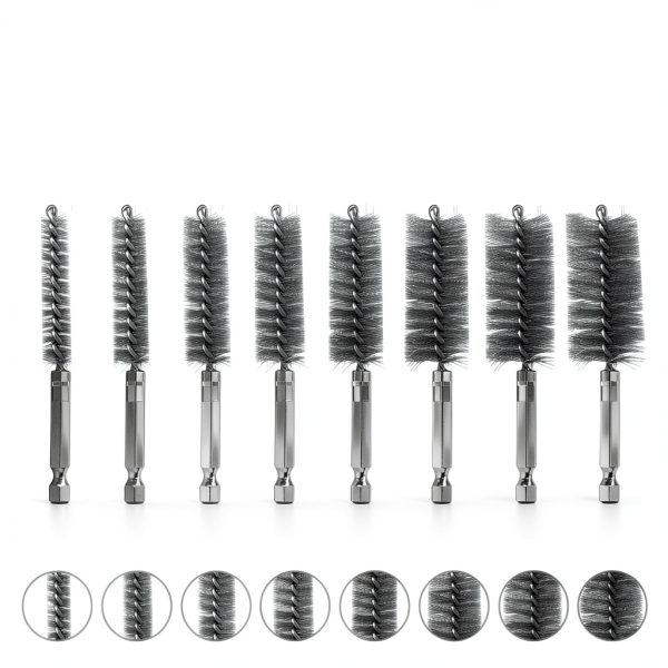 16 Pcs Wire Brush Set for Drills, Stainless Steel and Brass Bore Cleaning Brushes with 1/4" Hex Shank, Compatible with Power Drills, Grinders, and Impact Drivers (8-25mm)-1
