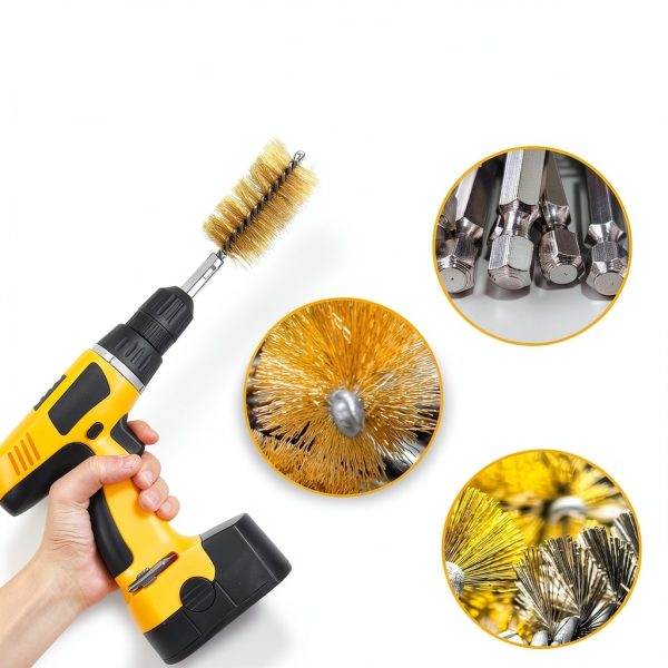 16 Pcs Wire Brush Set for Drills, Stainless Steel and Brass Bore Cleaning Brushes with 1/4" Hex Shank, Compatible with Power Drills, Grinders, and Impact Drivers (8-25mm)-3
