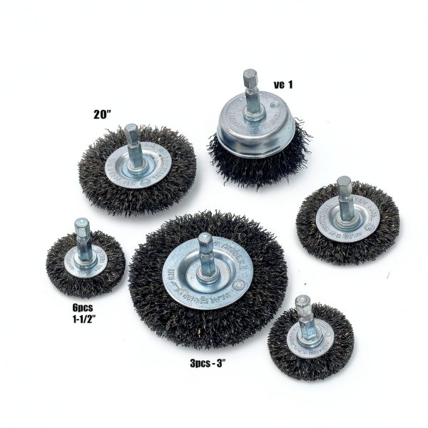 HOYIN 18PC Wire Wheel Cup Brush Set Coarse Crimped Carbon Steel 1/4"-6