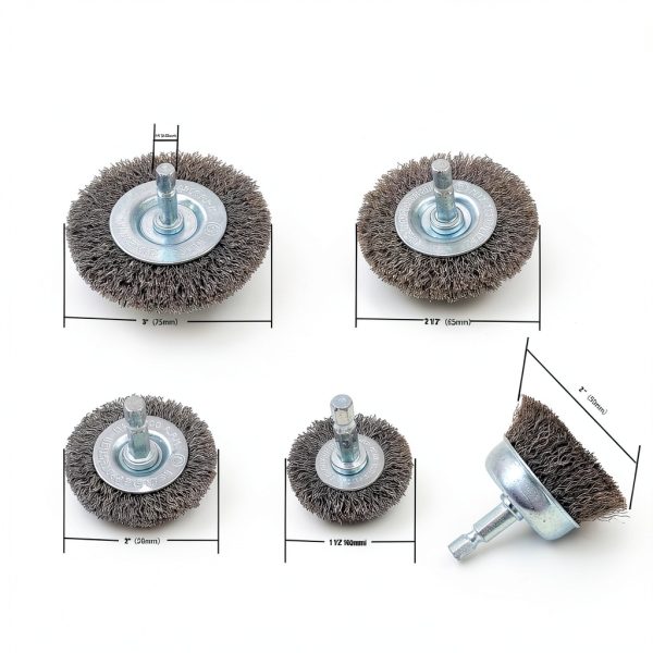 HOYIN 18PC Wire Wheel Cup Brush Set Coarse Crimped Carbon Steel 1/4"-3