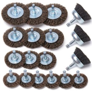 HOYIN 18PC Wire Wheel Cup Brush Set Coarse Crimped Carbon Steel 1/4"-0