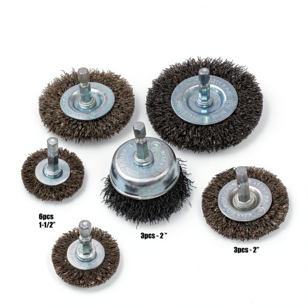 HOYIN 18PC Wire Wheel Cup Brush Set Coarse Crimped Carbon Steel 1/4"-1