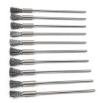 10 Pieces Extended Stainless Steel Wire Steel Cleaning End Brushes Pen Wire Brush Rust Paint Removal Bits Polishing Rotary Tools Accessories 3 mm Mandrel (6 mm end Brush)-0