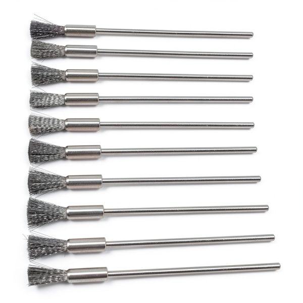 10 Pieces Extended Stainless Steel Wire Steel Cleaning End Brushes Pen Wire Brush Rust Paint Removal Bits Polishing Rotary Tools Accessories 3 mm Mandrel (6 mm end Brush)-0
