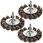 3PCS 3 Inch Knotted Wire Wheel Brushes Kit for Drill with 1/4-Inch Shank,Twist Brush Set Perfect for Rust Removal, Corrosion and Paint,Wire Wheels for Power-Operated Grinders-0